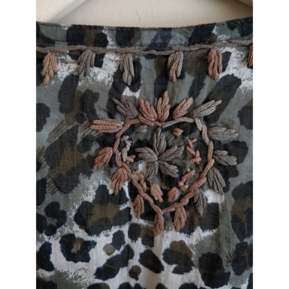 Raj Brown Animal Print Embroidered Boho Dress S - Picture 7 of 9